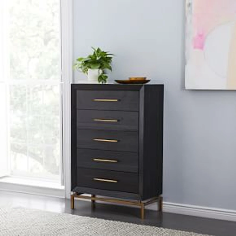 Alexa 33.5" Tall 5-Drawer Dresser, Black