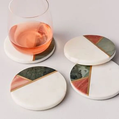 Mixed Marble Coasters, Set of 4