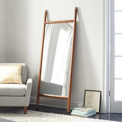 Mid-Century Wood Dowel Floor Mirror, 26"Wx72"H