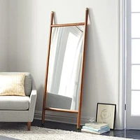 Mid-Century Wood Dowel Floor Mirror, 26"Wx72"H