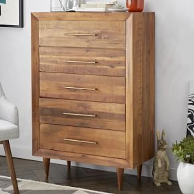 Alexa 34" Tall 5-Drawer Dresser, Light Honey