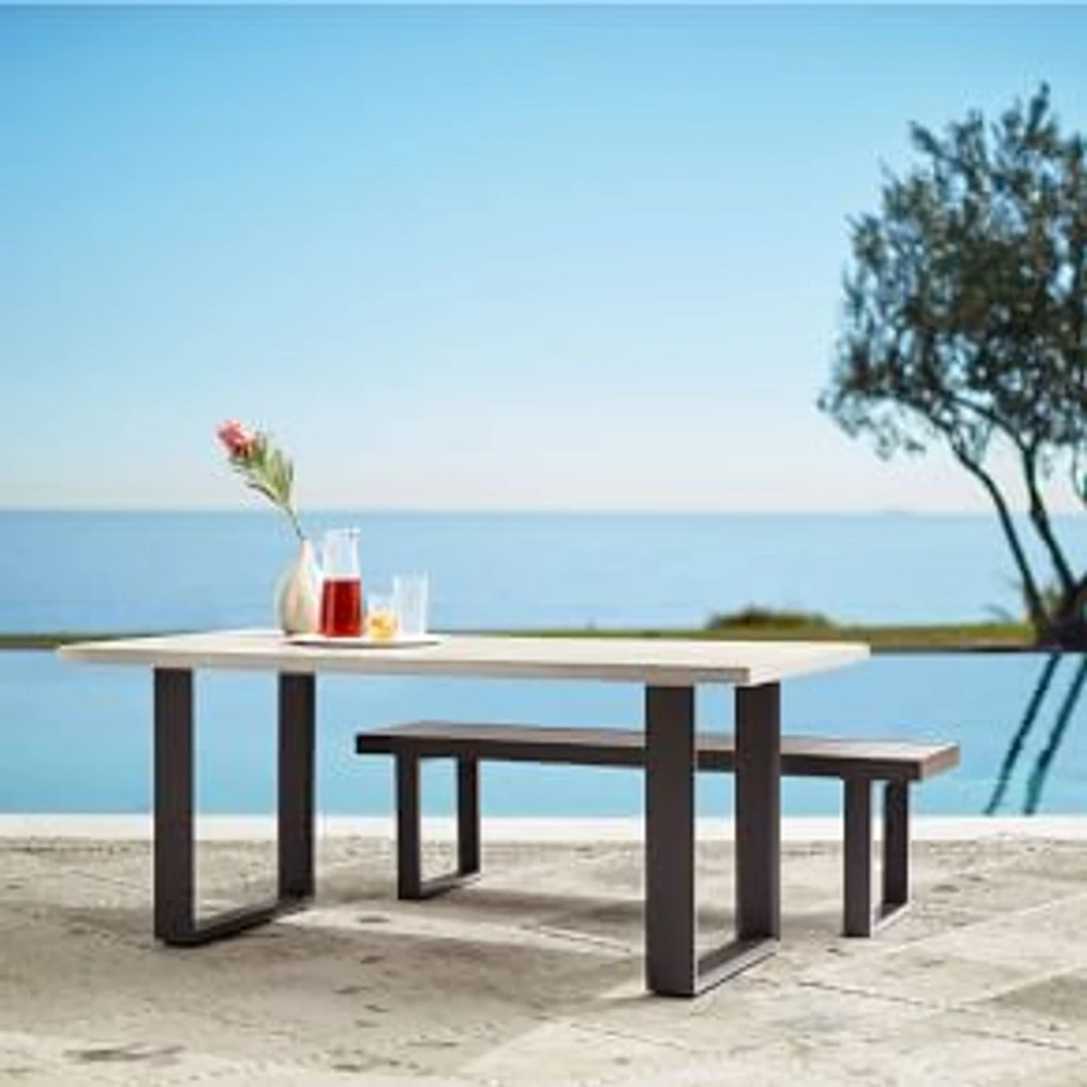 Portside Aluminum Outdoor Concrete 72 in Rectangle Dining Table