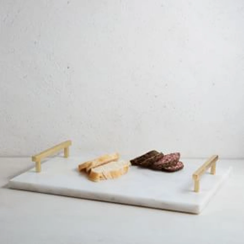 Marble + Brass Cheese Board, Gold