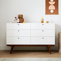 Modern 6-Drawer Dresser, White/Pecan, WE Kids