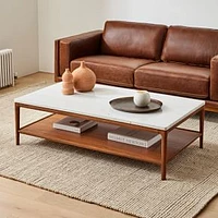 Parker Cool Walnut and Marble 58 Inch Coffee Table