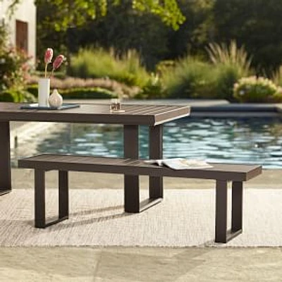 Portside Outdoor Dining Set: Portside Aluminum Outdoor 72 in Rectangle Dining Table, Dark Bronze + Portside Aluminum Outdoor 66 in Dining Bench, Dark Bronze