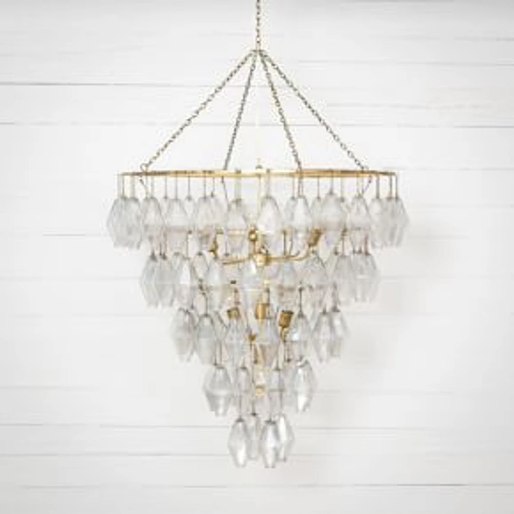 Grand Waterfall Chandelier – Round, Gold Leaf