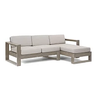 Portside Outdoor 2-Piece Chaise Sectional 92", Left Arm Sofa, Right Chaise, Driftwood, Pearl Gray