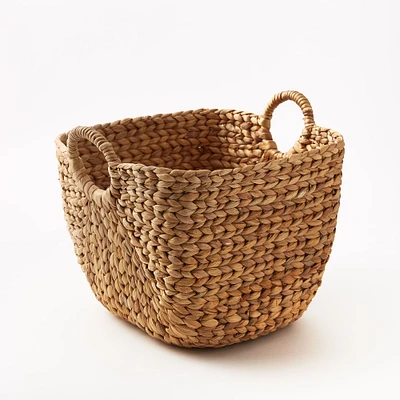 Curved Seagrass Basket, Handle Baskets, Natural, Medium, 12"W x 13.25"D 11.25"H