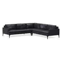 Andes 94" Multi Seat 3-Piece L-Shaped Sectional, Standard Depth, Saddle Leather, Nut, BB