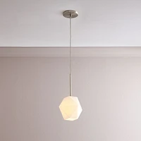 Sculptural Glass Faceted Pendant Light - Clear (7") | West Elm