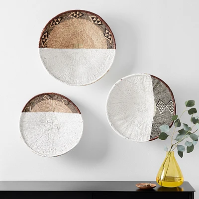 Two-Tone Palm Wall Baskets - Set of 3 | West Elm