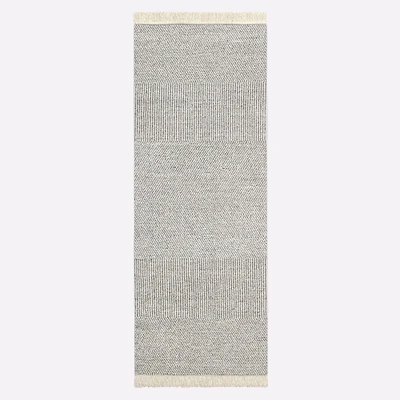 Chip & Dent: Tweed Flatweave Cotton Wool Rug, 2.5'x9', Graphite