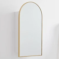 Chip & Dent: Arched Metal Framed Medicine Cabinet, Antique Brass, 16.5"x31"