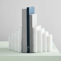 Stepped White Marble Bookends | West Elm