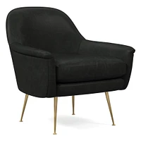 Phoebe Leather Chair - Metal Legs | West Elm