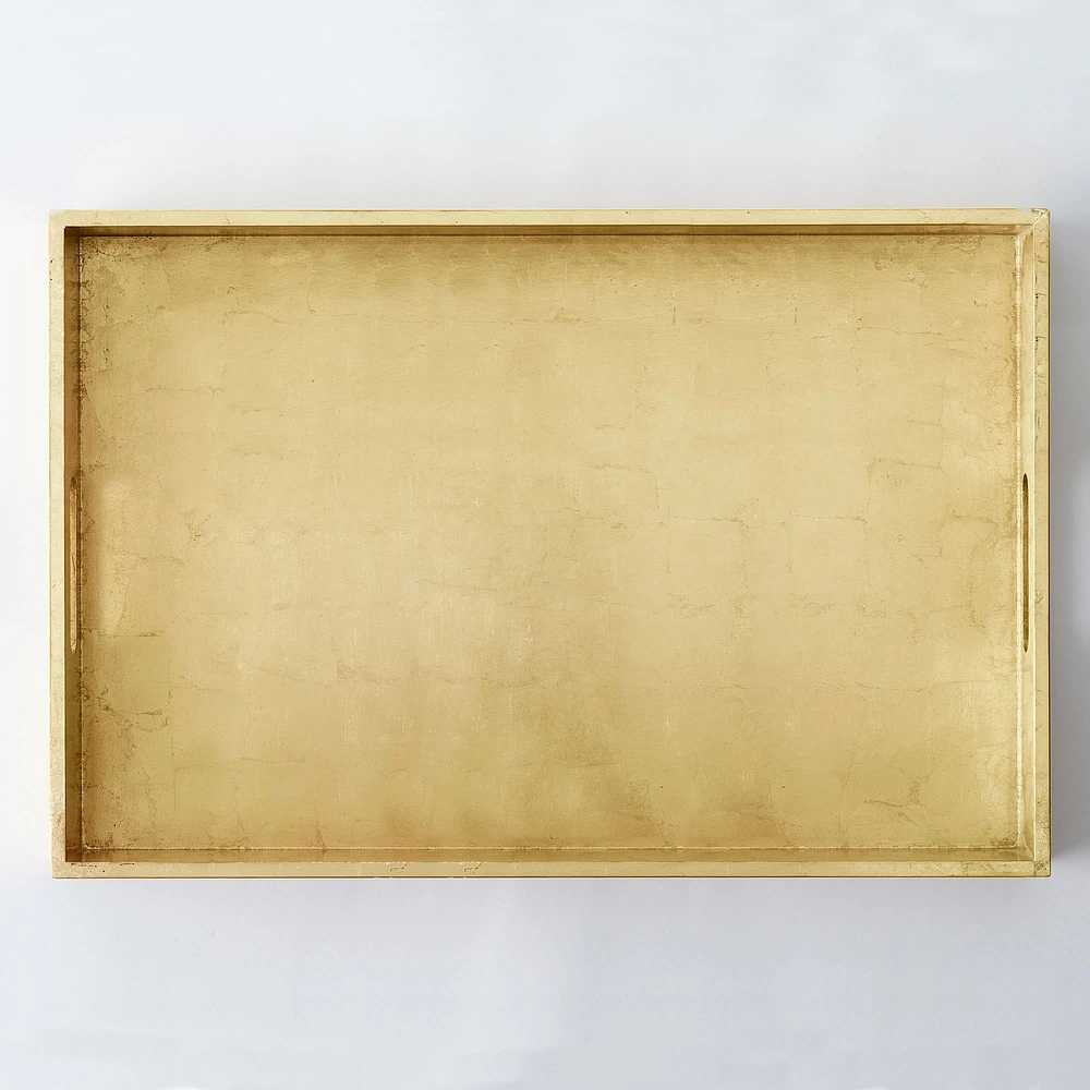 Open Box: Lacquer Wood Rectangle Tray, 18x28, Gold