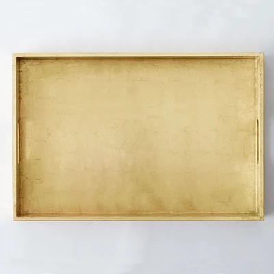 Open Box: Lacquer Wood Rectangle Tray, 18x28, Gold