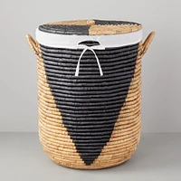 Two-Tone Woven Seagrass, Hamper, Small, 15.4"W x 22"H