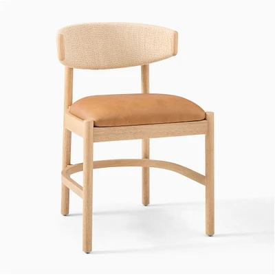 Ezra Dining Chair, Ludlow Leather, Sesame, Blonde