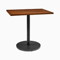 Restaurant Table, Top 24x32" Rect, Dark Walnut, Dining Ht Orbit Base, Bronze/Brass