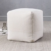 Cotton Canvas Pouf, 16"x16"x17", White