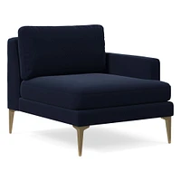 Open Box: Andes RA Chair, Poly, Performance Distressed Velvet, Ink Blue, Blackened Brass