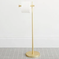 Chip & Dent: Modern Overhang Freestanding Toilet Paper Holder Antique Brass