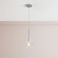 Sculptural Glass Faceted Pendant Light - Clear (7") | West Elm