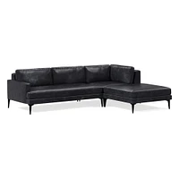 Andes Leather 3-Piece Ottoman Sectional (94"–105") | West Elm