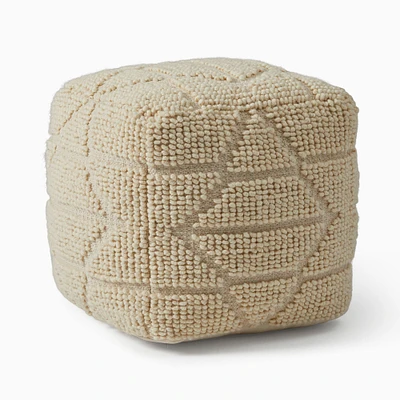 Textured Woven Geo Pouf | West Elm