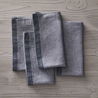 European Linen Contrast Border Napkins (Set of 4) | West Elm