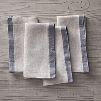 European Linen Contrast Border Napkins (Set of 4) | West Elm