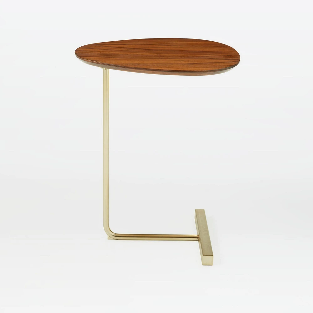Charley 19" C-Side Table, Walnut, Antique Brass