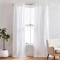 Cotton Canvas Curtain with Lining, White, 48"x84", Set of 2