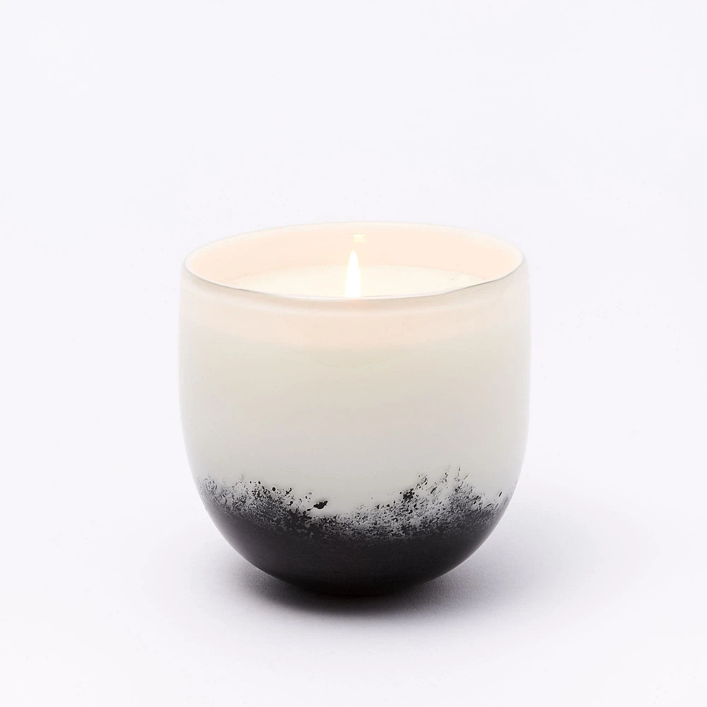 Open Box: Black + White Speckled Glass Candle, Medium