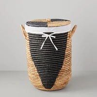 Two-Tone Woven Seagrass, Hamper, Small, 15.4"W x 22"H