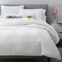 Modern Geo Full/Queen Duvet, White