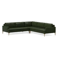 Andes 94" Multi Seat 3-Piece L-Shaped Sectional, Standard Depth, Saddle Leather, Nut, BB