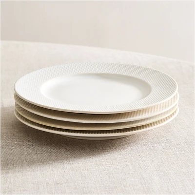 Textured Dinner Plate, Set of 4, White Dots