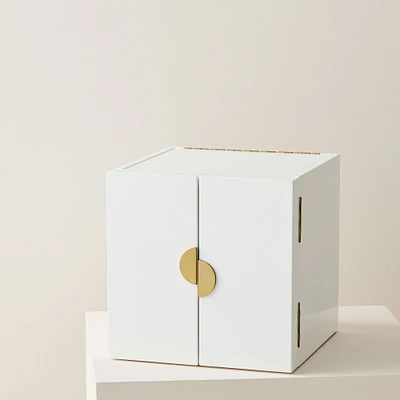 Modern White Lacquer Jewelry Box - Cube | West Elm