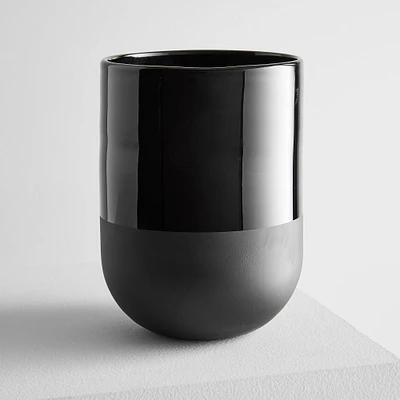 Two-Toned Black Glass Candles - Cedarwood Moss | West Elm