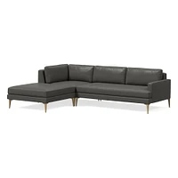 Andes 105" Right Multi Seat 3-Piece Ottoman Sectional, Standard Depth, Saddle Leather, Nut, Dark Pewter