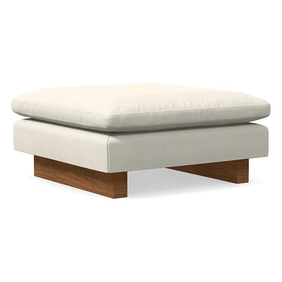 Open Box: Harmony 41" Ottoman, Down Blend, Performance Distressed Velvet, Dune, Walnut