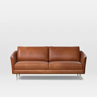 Sloane 86" Sofa, Saddle Leather, Nut, Light Bronze