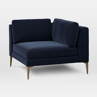 Open Box: Andes RA Chair, Poly, Performance Distressed Velvet, Ink Blue, Blackened Brass