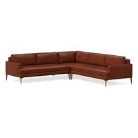 Andes 94" Multi Seat 3-Piece L-Shaped Sectional, Standard Depth, Saddle Leather, Nut, BB