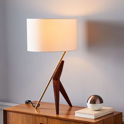 Caldas Table Lamp Walnut White Linen (26")