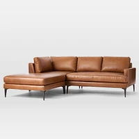 Andes Leather 3-Piece Ottoman Sectional (94"–105") | West Elm