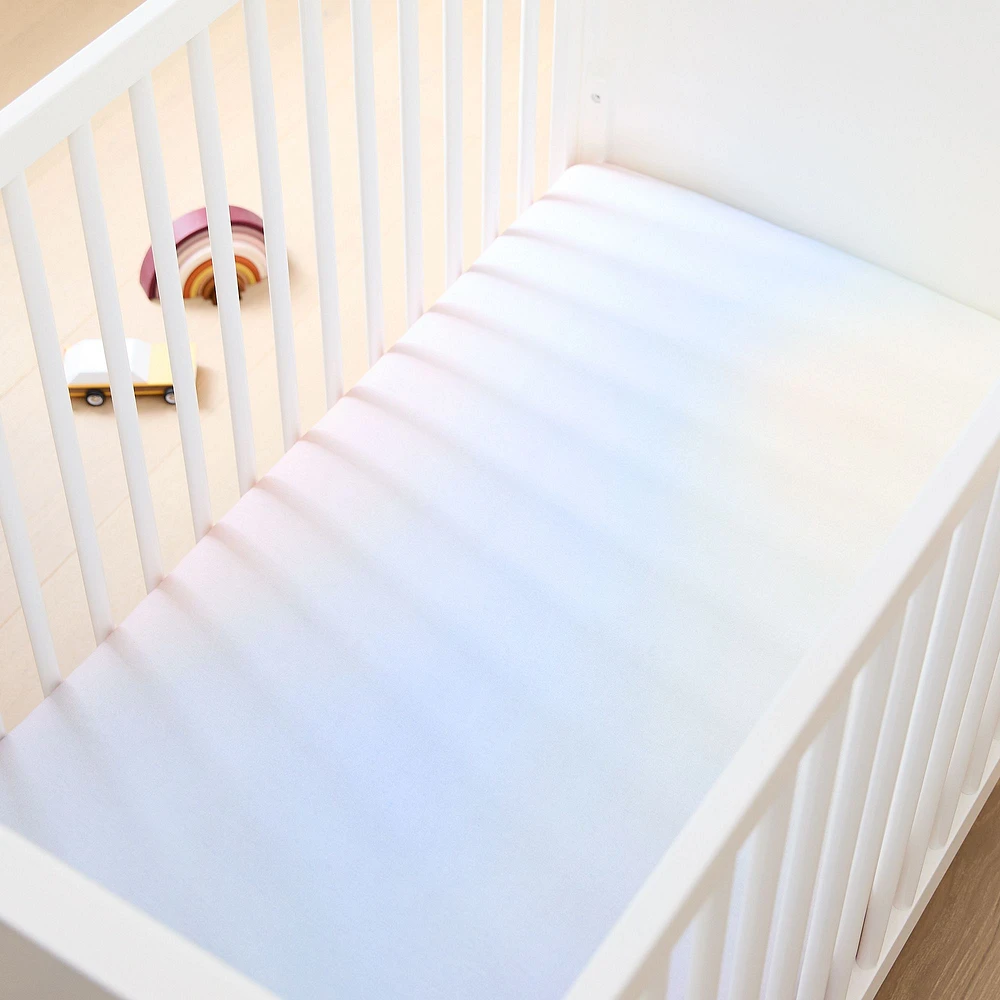 Rainbow Watercolor Jersey Crib Fitted Sheet | West Elm